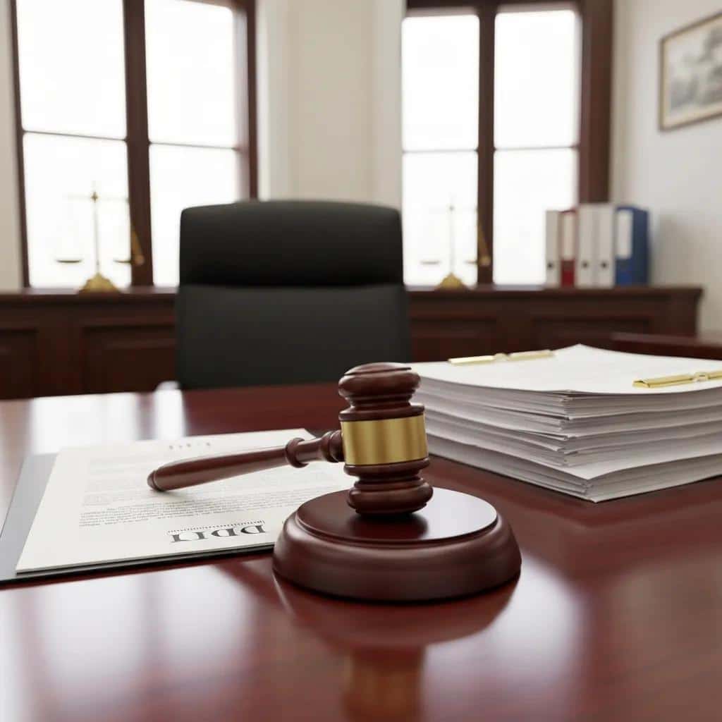 Gavel and legal documents on a desk, illustrating DUI penalties and legal consequences