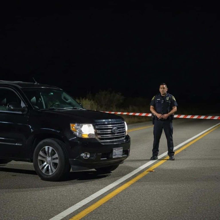 Car on a road with a police officer, representing DUI consequences and insurance impacts